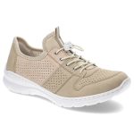 Beżowe Półbuty Rieker Wygodne Buty Damskie kolor beżowy
