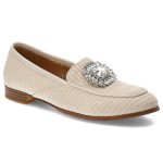 Beżowe Półbuty S.Barski Modne Obuwie Damskie Z Elegancką Broszką kolor beżowy