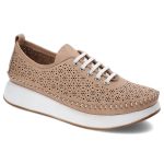 Beżowe Półbuty Venezia Wygodne Skórzane Buty kolor beżowy