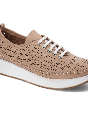 Beżowe Półbuty Venezia Wygodne Skórzane Buty kolor beżowy