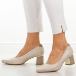 Beżowe Rx skórzane Polskie czółenka damskie Suzana 4502 kolor Beżowy.