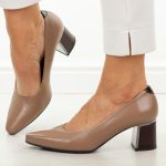 Beżowe Tan skórzane Polskie czółenka damskie Suzana 4502 kolor Beżowy.