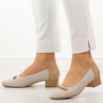 Beżowe ażurowe czółenka damskie na obcasie M.Daszyński Sa200-17 kolor Beżowy.