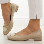 Beżowe czółenka damskie M.Daszyński Sa268-8 kolor Beżowy.