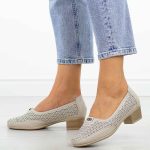 Beżowe czółenka damskie na obcasie Vinceza 85162 kolor Beżowy.