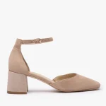 Beżowe czółenka slingback bez pięty kolor Beżowy.