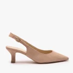 Beżowe czółenka slingback bez pięty kolor Beżowy.