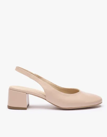 Beżowe czółenka slingback bez pięty kolor Beżowy.