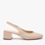 Beżowe czółenka slingback bez pięty kolor Beżowy.