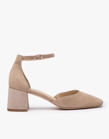 Beżowe czółenka slingback bez pięty kolor Beżowy.