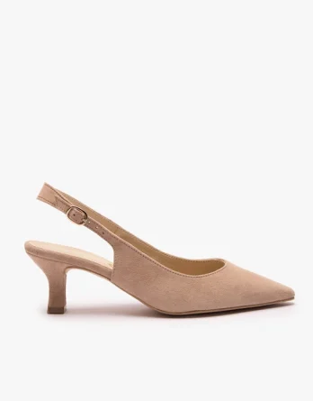 Beżowe czółenka slingback bez pięty kolor Beżowy.