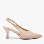 Beżowe czółenka slingback bez pięty ze skóry licowej kolor Beżowy.