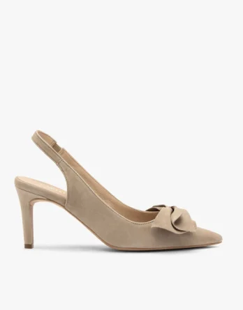 Beżowe czółenka slingback z kokardą kolor Beżowy.