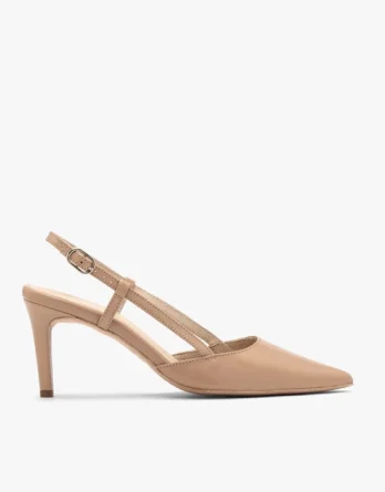 Beżowe czółenka typu slingback kolor Beżowy.