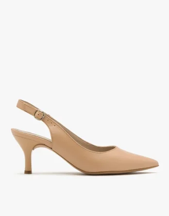 Beżowe czółenka typu slingback kolor Beżowy.