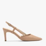 Beżowe czółenka typu slingback kolor Beżowy.