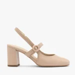 Beżowe czółenka typu slingback kolor Beżowy.