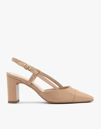 Beżowe czółenka typu slingback kolor Beżowy.