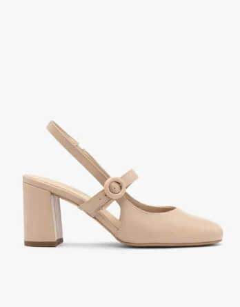 Beżowe czółenka typu slingback kolor Beżowy.