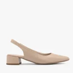 Beżowe czółenka z otwartą piętą kolor Beżowy.