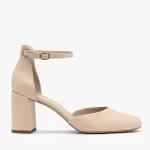 Beżowe czółenka z paskiem wokół kostki kolor Beżowy.