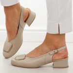 Beżowe skórzane Polskie czółenka damskie Góral 2102 kolor Beżowy.