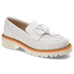 Białe Półbuty Artiker Damskie Modne Skórzane Buty kolor biały