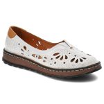 Białe Półbuty Artiker Damskie Modne Skórzane Buty kolor biały