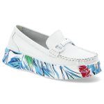 Białe Półbuty Filippo Stylowe Modne Mokasyny Damskie Z Wzorzystą Podeszwą kolor niebieski