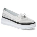 Białe Półbuty Ravini Skórzane Buty Damskie kolor biały