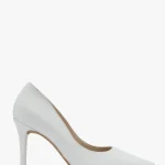 Białe czółenka na wysokim obcasie kolor Biały.