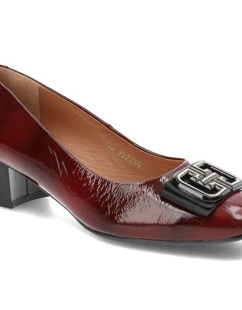 Bordowe Czółenka Clasicco Damskie Eleganckie Obuwie kolor bordowy.
