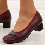 Bordowe Polskie czółenka damskie Gregors 567 kolor Bordowy.