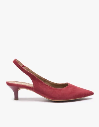 Bordowe czółenka bez pięty slingback kolor Bordowy.