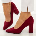 Bordowe czółenka damskie na słupku Sergio Leone Pb216 kolor Bordowy.