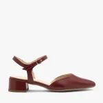 Bordowe czółenka damskie slingback bez pięty kolor Bordowy.