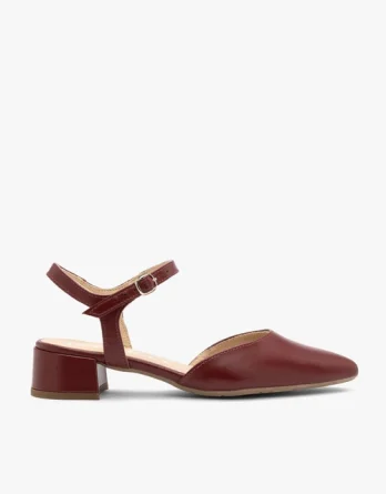 Bordowe czółenka damskie slingback bez pięty kolor Bordowy.