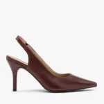 Bordowe czółenka slingback bez pięty kolor Bordowy.