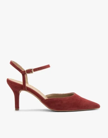 Bordowe czółenka slingback bez pięty kolor Bordowy.