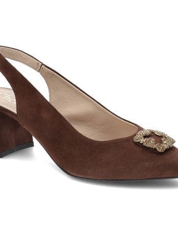 Brązowe Czółenka Chebello Eleganckie Skórzane Buty kolor brązowy.