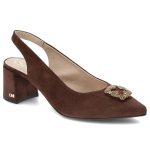 Brązowe Czółenka Chebello Eleganckie Skórzane Buty kolor brązowy.