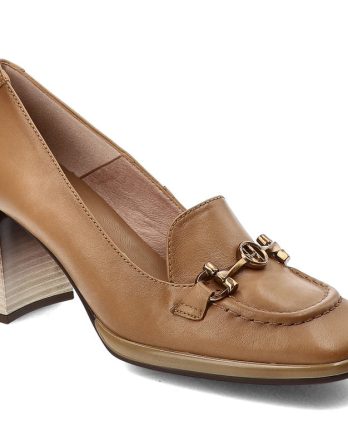 Brązowe Półbuty Hispanitas Skórzane Eleganckie Buty Na Obcasie kolor brązowy