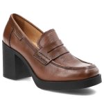 Brązowe Półbuty Nessi Gustowne Buty Na Obcasie kolor brązowy