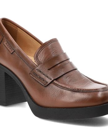 Brązowe Półbuty Nessi Gustowne Buty Na Obcasie kolor brązowy