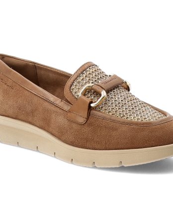 Brązowe Półbuty Tamaris Modne Obuwie Damskie Ze Skóry Naturalnej kolor brązowy