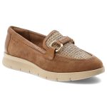 Brązowe Półbuty Tamaris Modne Obuwie Damskie Ze Skóry Naturalnej kolor brązowy