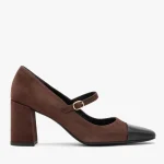 Brązowe czółenka damskie z kwadratowym noskiem kolor Brązowy.