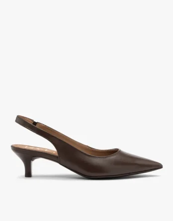 Brązowe czółenka slingback bez pięty kolor Brązowy.