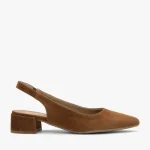 Brązowe czółenka slingback bez pięty kolor Brązowy.