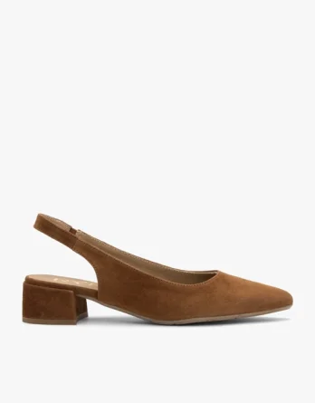 Brązowe czółenka slingback bez pięty kolor Brązowy.